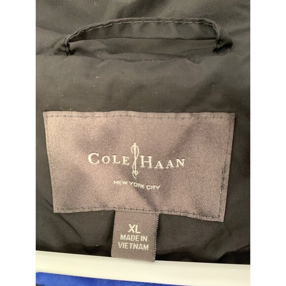 Cole Haan Womens XL Black Trench Rain Wind Coat Tuck Away Hood RJ10620 - Picture 4 of 12